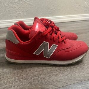 New Balance Red Sneakers with Gray Details